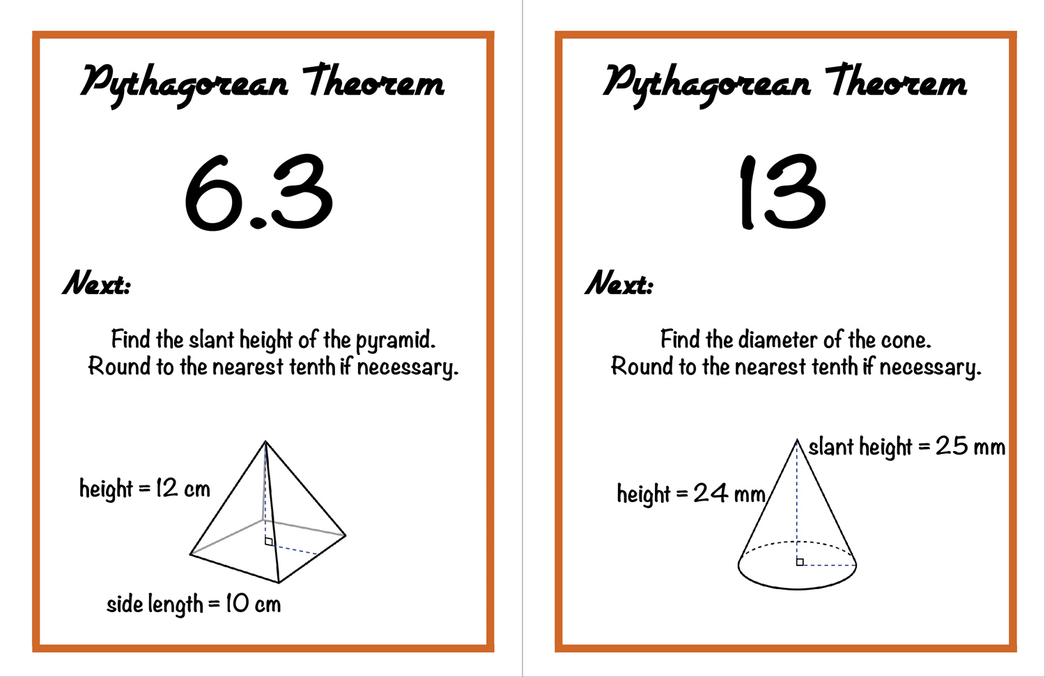 Walk around activity for Pythagorean theorem review from craftyteachermama