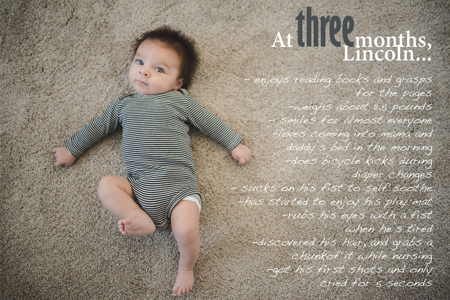 Baby Book image with text overlay, 3 month baby